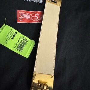 Gold and Cream Leather Bracelet